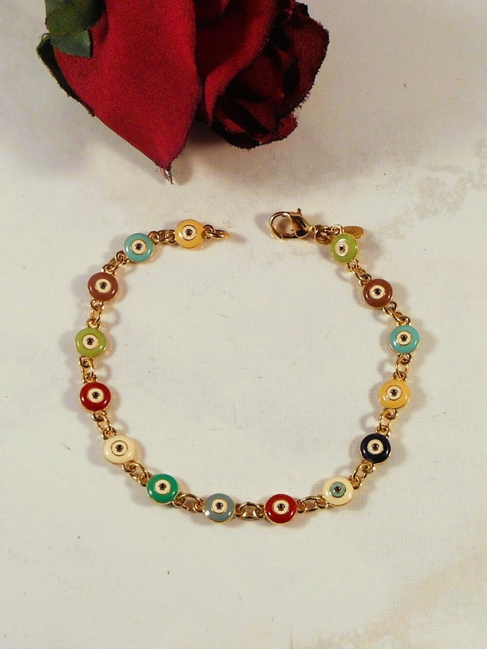 Joan Rivers "Evil Eye" Bracelet - Enamel on Gold Tone